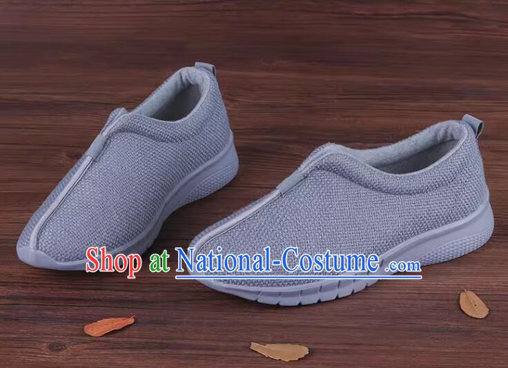 China Winter Monk Shoes Handmade Lay Buddhist Shoes Grey Insulating Shoes