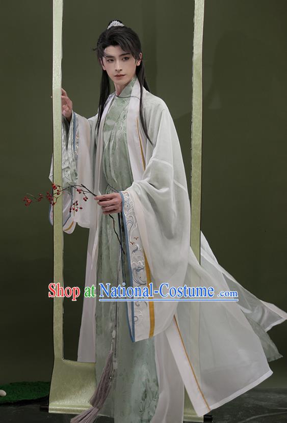 China Song Dynasty Noble Childe Clothing Ancient Young Man Costumes Traditional Hanfu Scholar Beizi Outfit