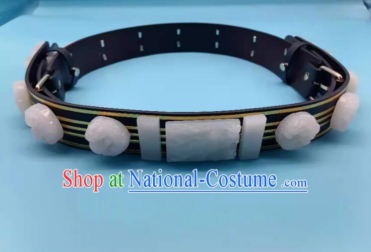 China Ming Dynasty Belt Ancient Royal Guards Waistband Handmade Feiyu White Jade Belt