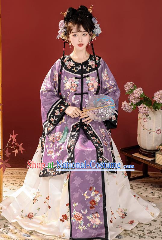 China Traditional Garments Ancient Court Woman Costumes Qing Dynasty Noble Lady Clothing