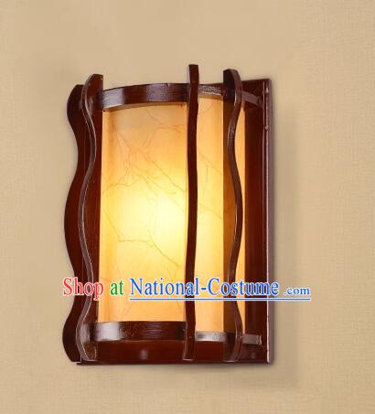 Handmade Hallway Lamp Chinese Wood Wall Lantern Top Imitation Sheepskin Lamp