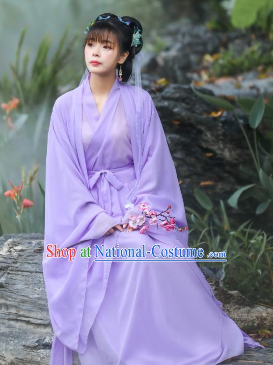 Purple Dress China Ancient Fairy Costume Song Dynasty Young Lady Clothing Traditional Hanfu Complete Set