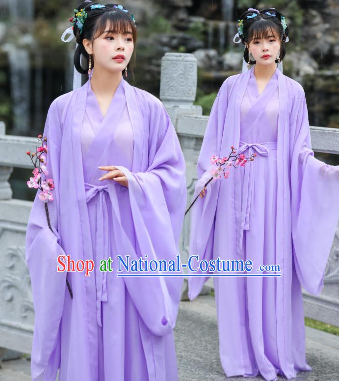 Purple Dress China Ancient Fairy Costume Song Dynasty Young Lady Clothing Traditional Hanfu Complete Set