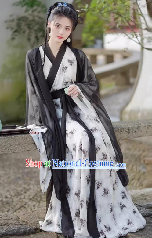 China Jin Dynasty Young Woman Clothing Traditional Hanfu Wuxia Outfit Ancient Swordsman Costumes