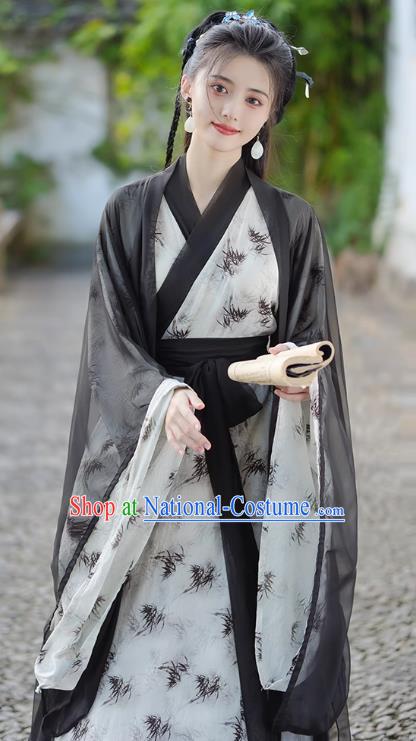 China Jin Dynasty Young Woman Clothing Traditional Hanfu Wuxia Outfit Ancient Swordsman Costumes