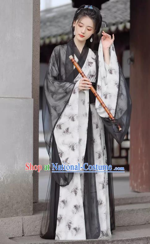 China Jin Dynasty Young Woman Clothing Traditional Hanfu Wuxia Outfit Ancient Swordsman Costumes