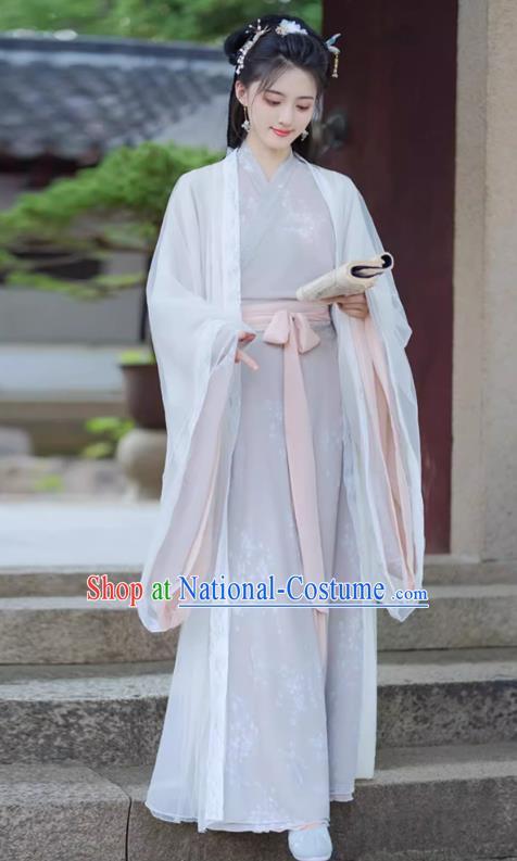 China Southern and Northern Dynasties Woman Costumes Traditional Hanfu Wide Sleeve Dress Ancient Fairy Clothing