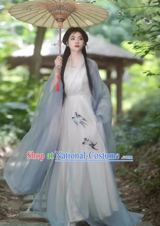 China Ancient Fairy Clothing Southern and Northern Dynasties Woman Costumes Traditional Hanfu Wide Sleeve Dress