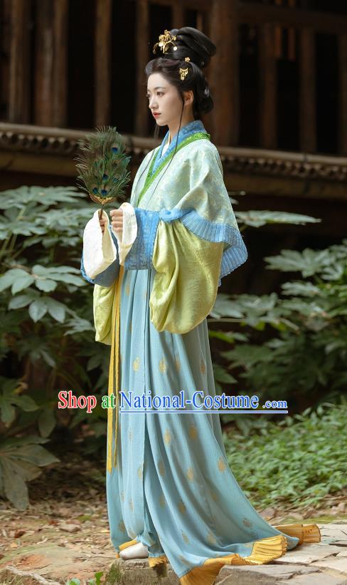 China Jin Dynasty Court Beauty Costumes Traditional Hanfu Dresses Ancient Goddess Luoshen Clothing