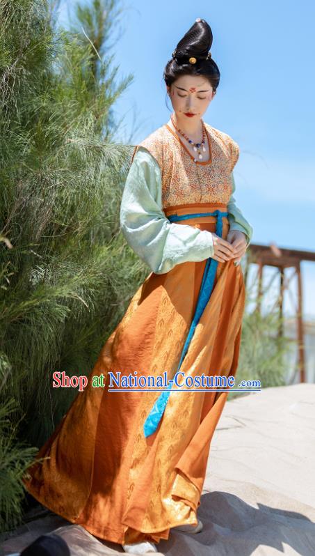 China Ancient Palace Lady Clothing Early Tang Dynasty Court Princess Costumes Traditional Hanfu Dresses