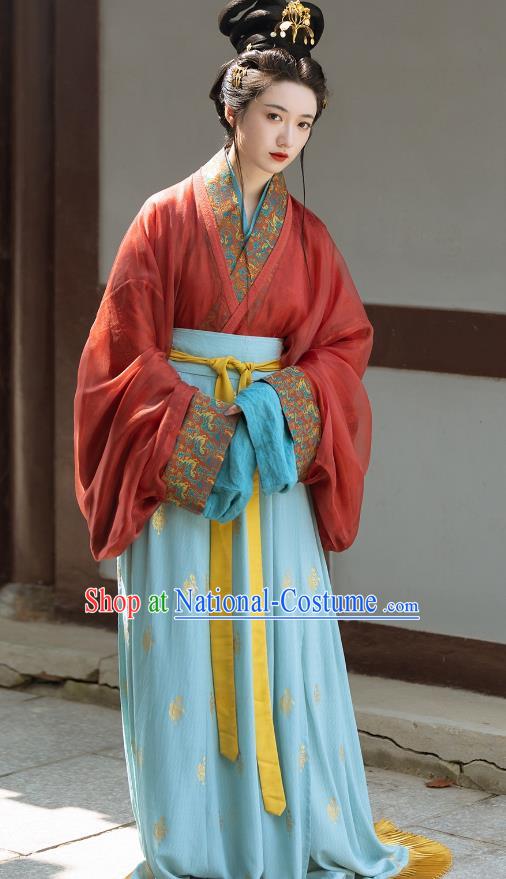 China Traditional Hanfu Dresses Ancient Noble Woman Clothing Han Dynasty Beauty Da Qiao Costumes