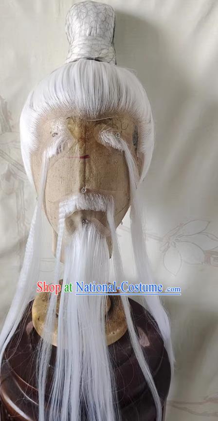 Wig Front Hand Hook Lace Pure White Beard Eyebrows Old Suit Bundle Hair Bun