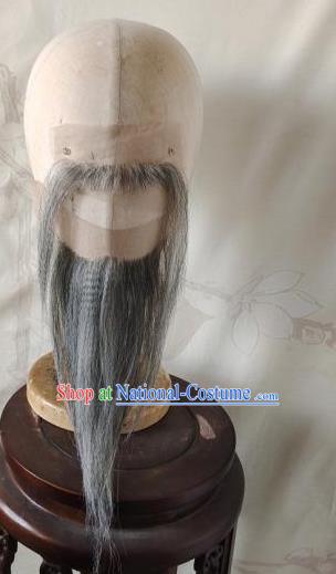 Ancient Costume Men Beard Mixed Color Gray And White Top Beard And Bottom Beard