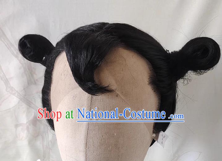 Wig Front Hand Hook Lace Anime Costume Reverse Three Point Men Style Nezha Double Buns