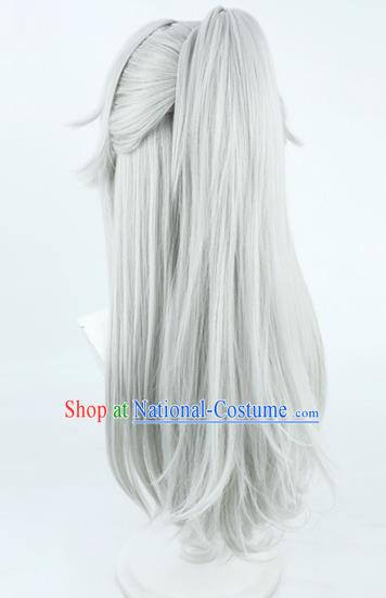 Honkai Impact: Star Dome Railway Jingyuan Cos Wig Silver White Tiger Mouth Clip