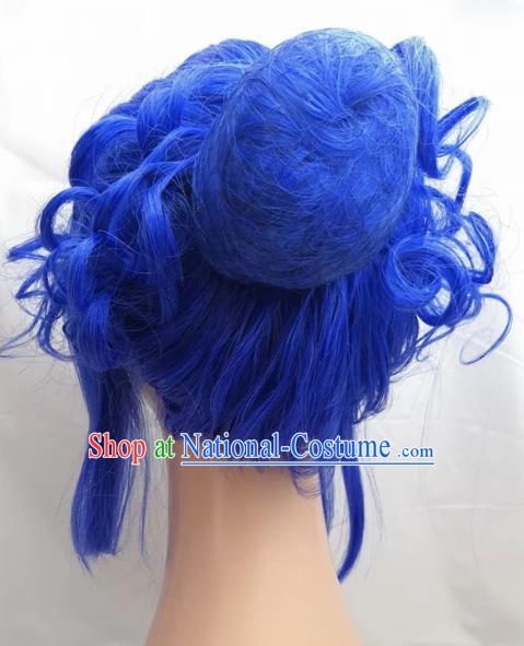 COSPLAY Wig Gemini Princess COS Lianyin Blue Roman Curly Wig Custom Made