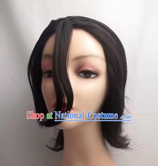 COS Wig Death Squadron 5 Captain Aizen Sosuke Cosplay Dark Brown Wig Set