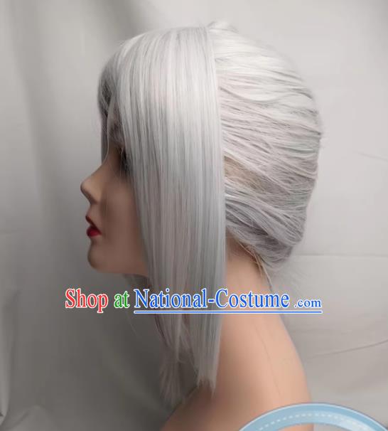 Wig COSPLAY Silver Partial Ponytail Fire Emblem Edelgard Anime Fake Hair