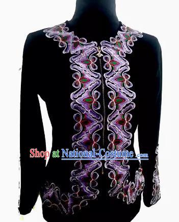 Black Chinese Xinjiang dance gold velvet inlaid flower top women performance costume