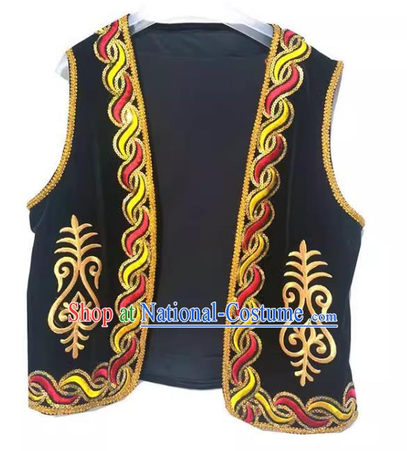 Black China Xinjiang dance costume men vest