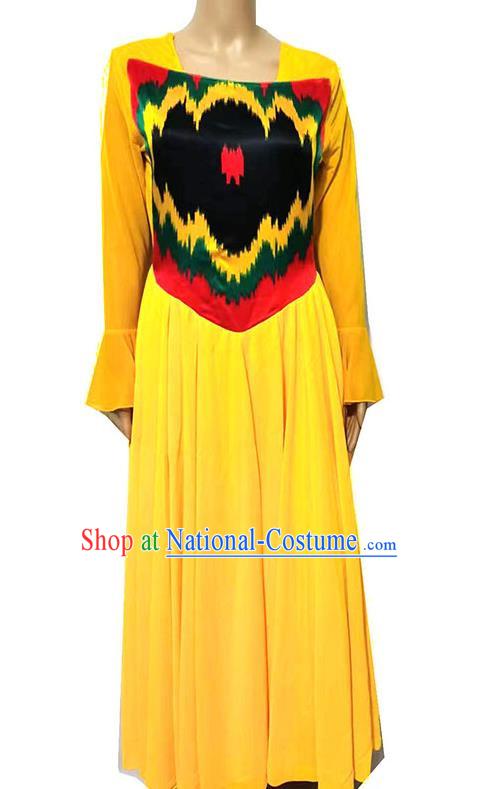 Yellow Chinese Xinjiang Uyghur costume inlaid Adelaide swing dress