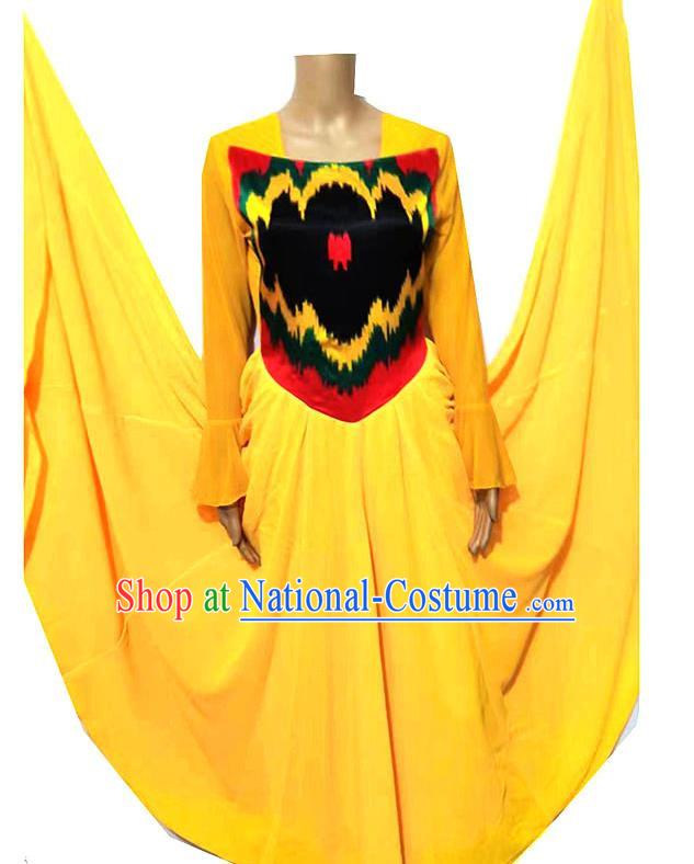 Yellow Chinese Xinjiang Uyghur costume inlaid Adelaide swing dress