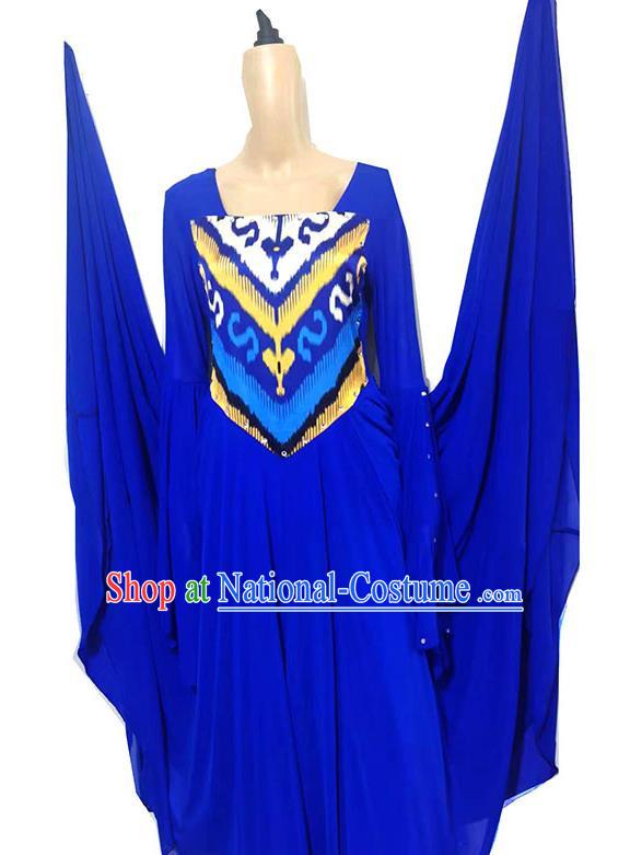 Sapphire blue Chinese Xinjiang Uyghur costume inlaid Adelaide swing dress