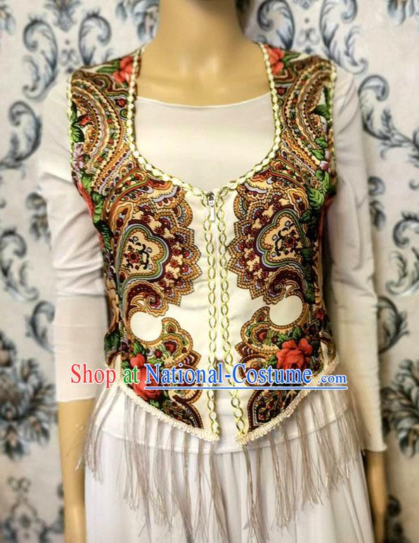 White China Xinjiang Dance Women Vest Maixi Laip ethnic style printed vest