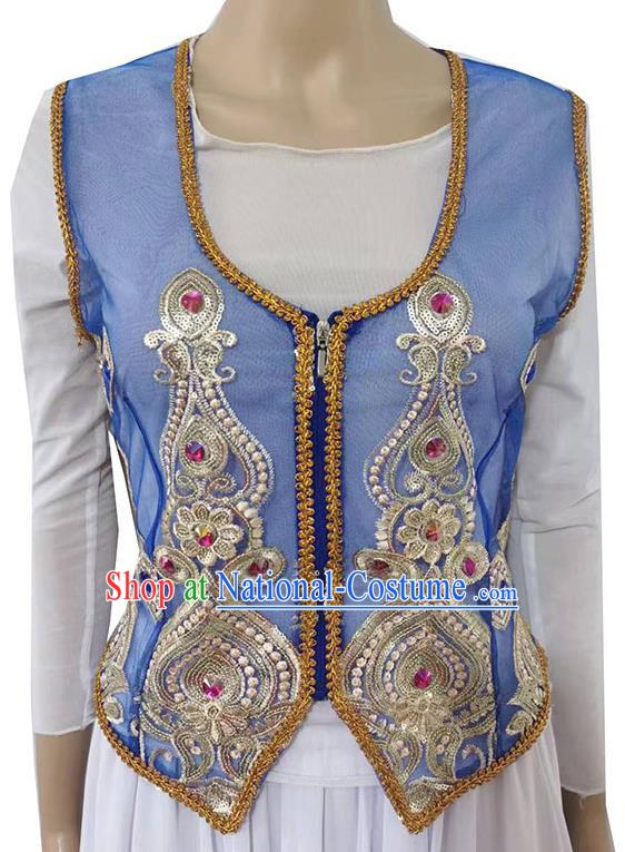 Sapphire China Xinjiang Dance Sari See-through Heavy Industry Inlaid Gemstone New Short Vest