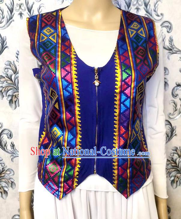 Sapphire blue Chinese Xinjiang dance ethnic style vest