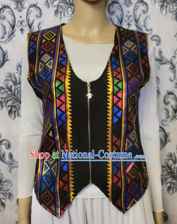 Black Chinese Xinjiang dance ethnic style vest