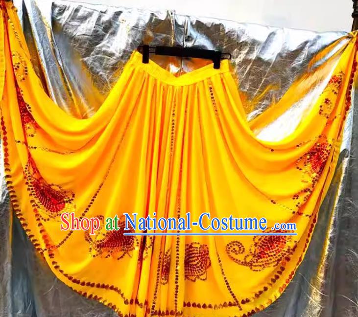 Yellow Chinese Xinjiang Dance Uyghur Maixilipu Stage Square Dance Ethnic Characteristics Pure Handmade Sequin Large Swing Skirt