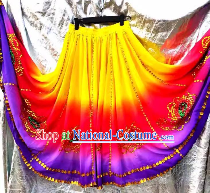 Gradient Chinese Xinjiang dance Uyghur Maixi Laipu stage square dance ethnic characteristics pure handmade sequins large swing skirt