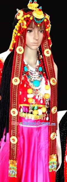 Top Handmade Tibetan Hair Jewelry China Zang Nationality Folk Dance Headwear Wedding Headpiece