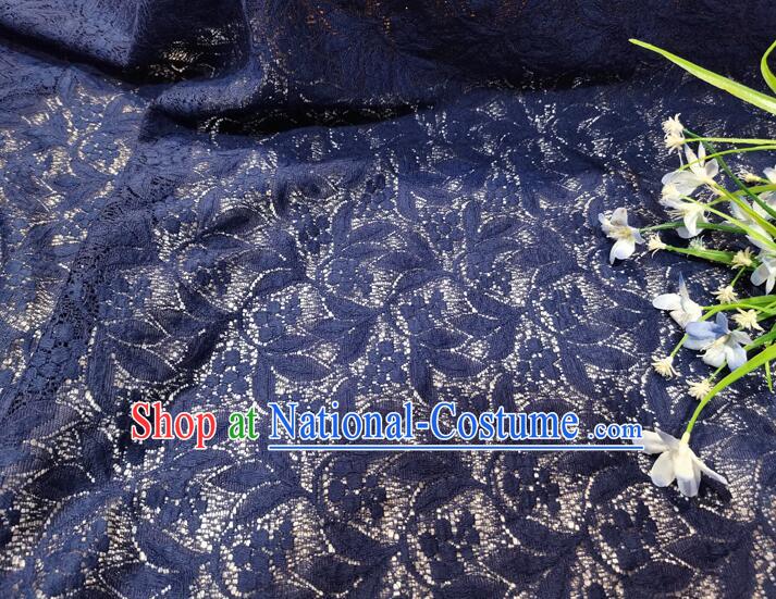 Top Hollowed Out Hawthorn Pattern Dark Blue Lace Material Costume Cloth Dress Lace Fabric