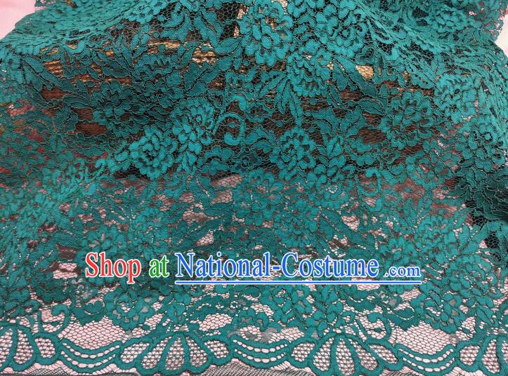 Top Dress Lace Fabric Hollowed Out Peony Pattern Green Lace Material Costume Cloth