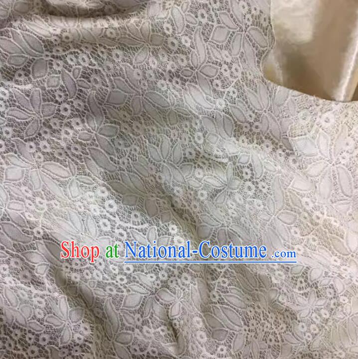 Top Costume Stretch Cloth Dress Beige Lace Fabric Hollowed Out Flower Pattern Lace Material