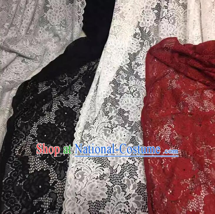 Top Hollowed Out Peony Pattern Lace Material Costume Stretch Cloth Cheongsam Lace Fabric