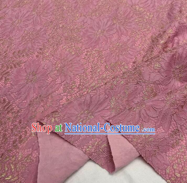 Top Composite Cloth Cheongsam Pink Lace Fabric Hollowed Out Daisy Pattern Lace Material