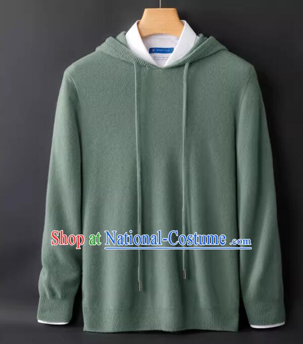 Green Hoodie Jacket Top Grade Sweater Men Winter Woolen Knitted Sweater