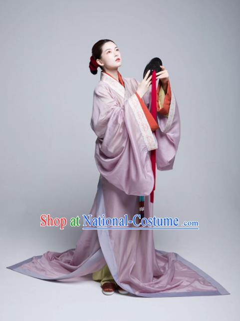 China Traditional Hanfu Pink Dresses Warring States Period Noble Woman Clothing Ancient Palace Empress Replica Costumes