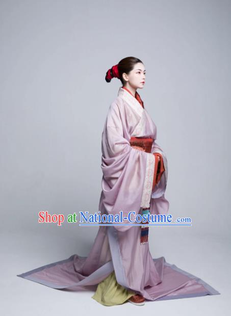 China Traditional Hanfu Pink Dresses Warring States Period Noble Woman Clothing Ancient Palace Empress Replica Costumes