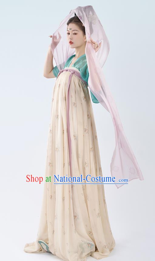 China Ancient Palace Lady Replica Costumes Traditional Hanfu Silk Ruqun Dress Tang Dynasty Princess Clothing