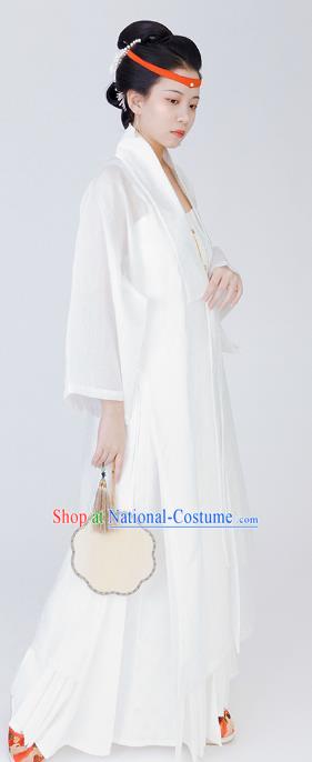 China Ming Dynasty Noble Woman Clothing Ancient Young Mistress Replica Costumes Traditional Hanfu White Dresses