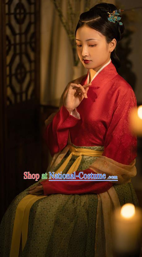 China Ancient Court Woman Replica Costumes Traditional Hanfu Mulberry Silk Dresses Song Dynasty Young Lady Clothing