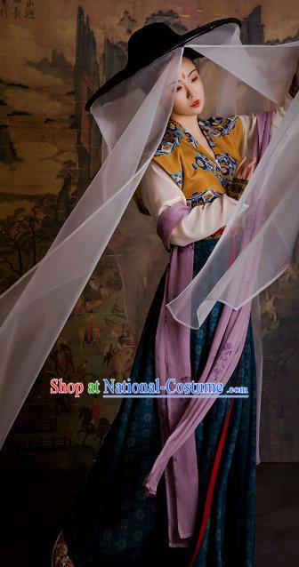 China Tang Dynasty Royal Princess Clothing Ancient Court Lady Replica Costumes Traditional Hanfu Mulberry Silk Beizi and Po Skirt