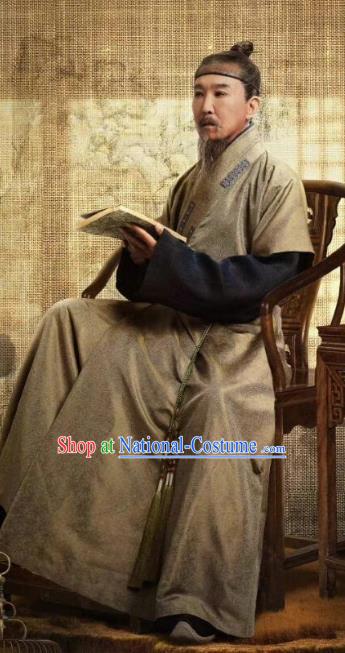 China Ancient Elder Lord Costumes Traditional Ming Dynasty Squire Clothing Under The Microscope Landowner Fan Yuan Clothing