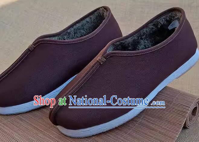 China Old Beijing Cloth Shoes Handmade Brown Winter Shoes