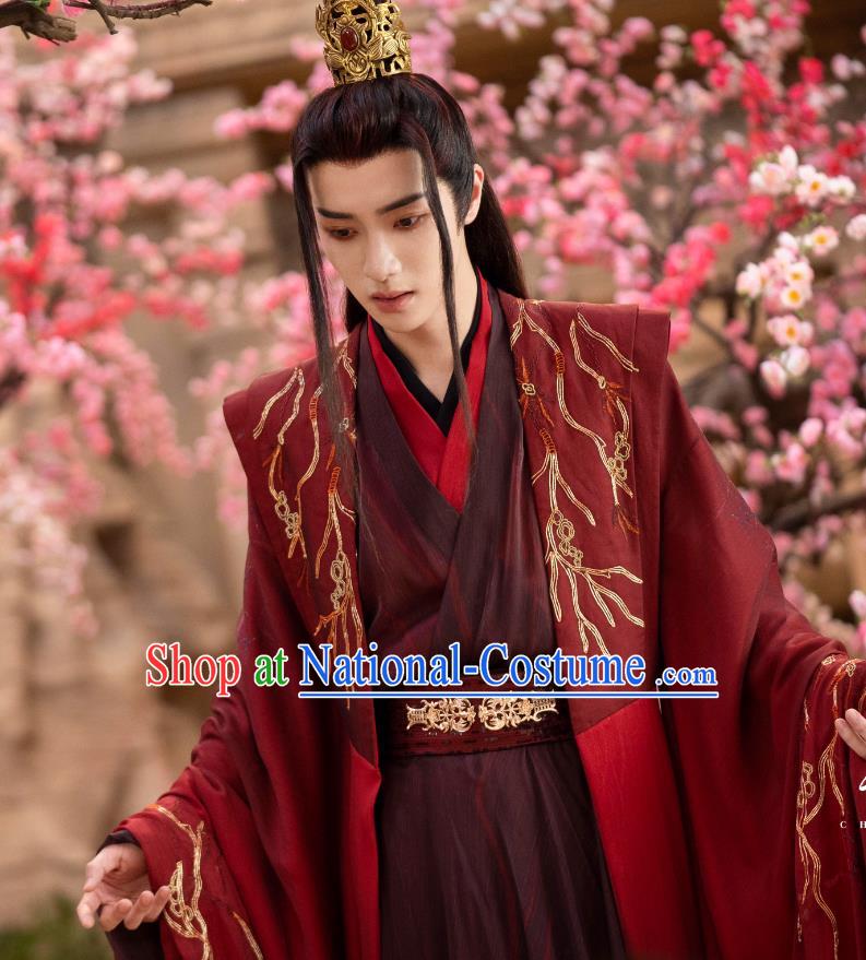 Ancient Chinese Swordsman Red Clothing Xian Xia Drama Chong Zi Demon King Wan Jie Wedding Costumes