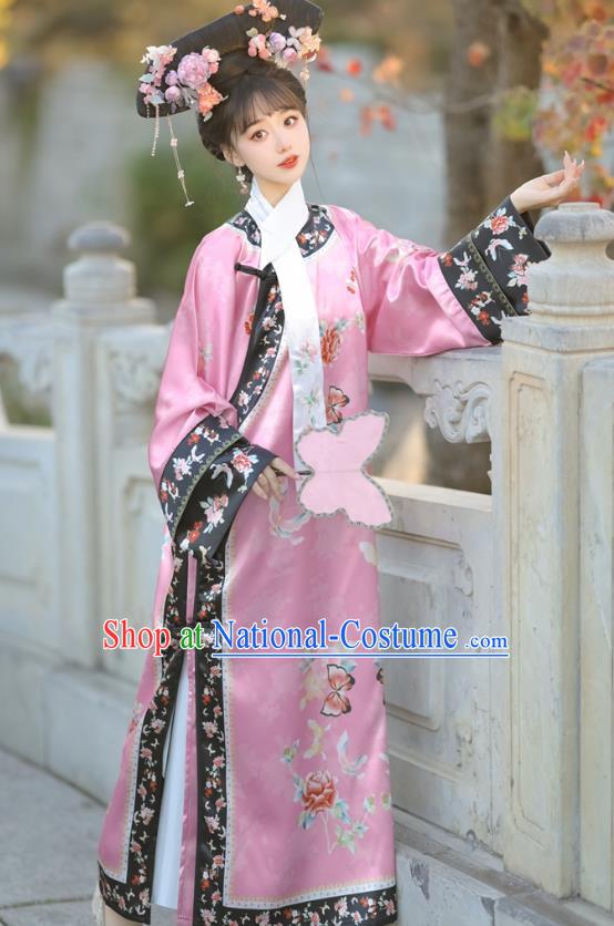 Chinese Qing Dynasty Princess Clothing Court Style Pink Dress Ancient Empress Costume